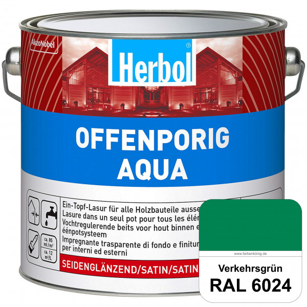 Offenporig Aqua (RAL 6024 Verkehrsgrün) Wasserverdünnbar & hochwertige Ein-Topf-Holzlasur - Feuchtes