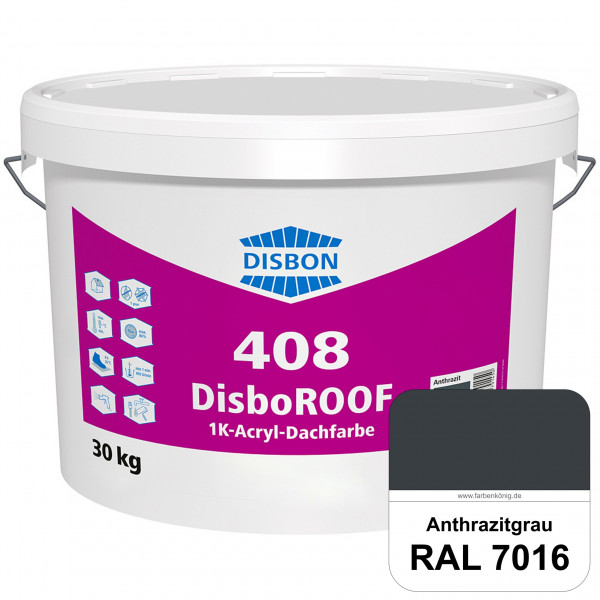 DisboROOF 408 1K-Acryl-Dachfarbe (RAL 7016 Anthrazitgrau) Elastische Reinacrylatbeschichtung für Bet