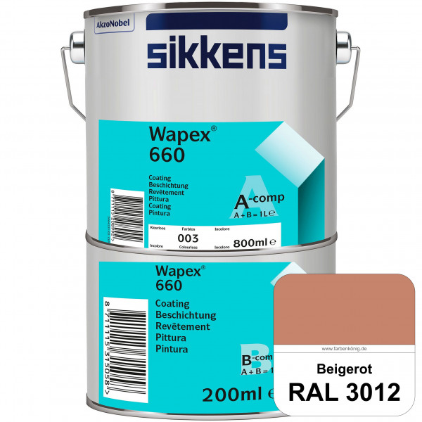 Wapex 660 Set (RAL 3012 Beigerot) seidenglänzende 2K-Epoxidharzlack für Böden & Wände (innen)