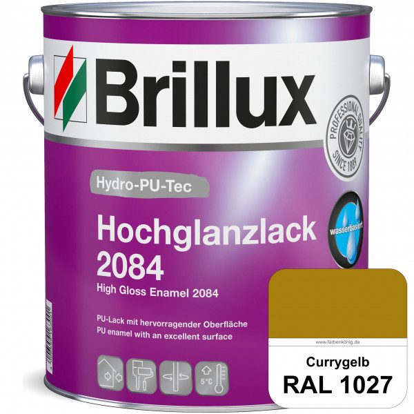 Hydro-PU-Tec Hochglanzlack 2084 (RAL 1027 Currygelb) wasserbasierter Hochglanzlack für Holz, Zink, A