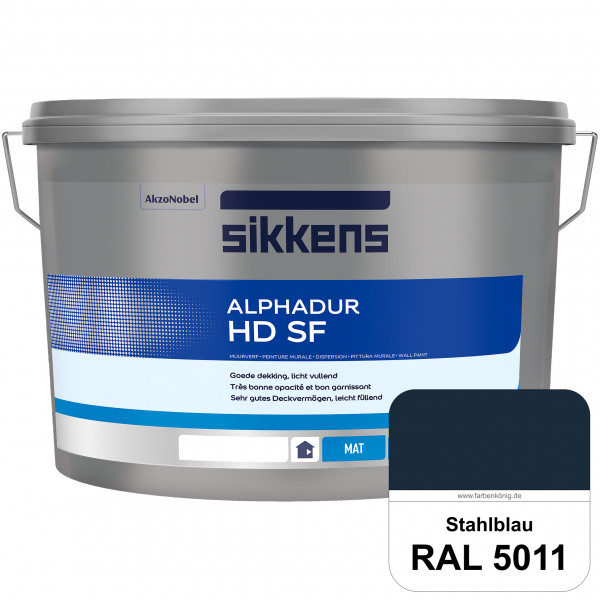 Alphadur HD SF (RAL 5011 Stahlblau) matte hochdeckende waschbeständige Innenwandfarbe
