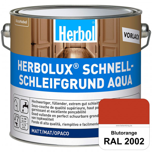 Schnellschleifgrund Aqua (RAL 2002 Blutorange) wasserverdünnbarer Vorlack mit hervorragender Schleif