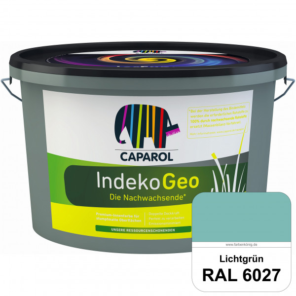 IndekoGeo (RAL 6027 Lichtgrün) Ressourcenschonende Premium Innenfarbe für stumpfmatte Oberflächen