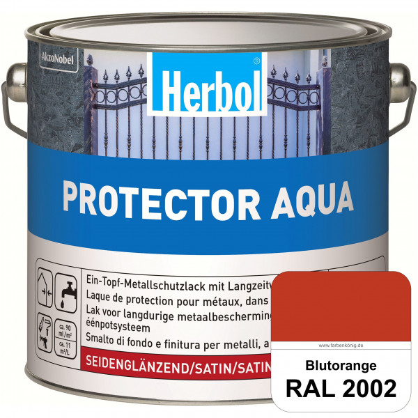 Protector Aqua (RAL 2002 Blutorange) Lack für Eisen, Stahl und NE-Metalle (Innen&Außen)