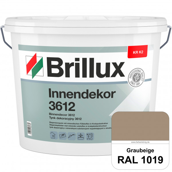 Innendekor ELF KR-K2 3612 (RAL 1019 Graubeige) Kratzputz nach zur Erzielung dekorativer und strapazi