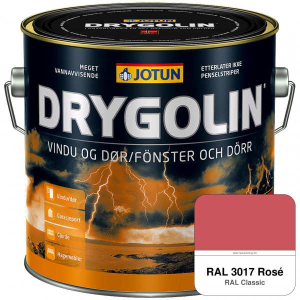 DRYGOLIN Vindu og dør - wetterbeständige Holzschutzfarbe für Außen (RAL 3017 Rosa)
