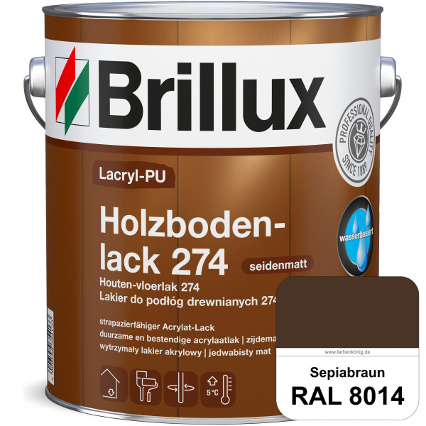 Lacryl-PU Holzbodenlack 274 (RAL 8014 Sepiabraun) hochwertige & widerstandsfähige, deckende Versiege