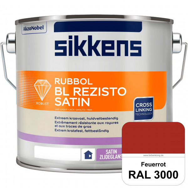 Rubbol BL Rezisto Satin (RAL 3000 Feuerrot) seidenglänzender und strapazierfähiger Lack (wasserbasie