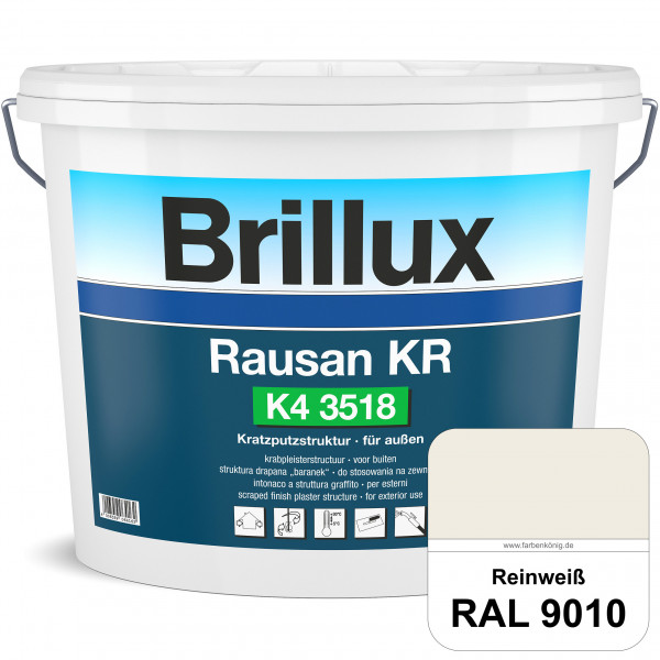 Rausan KR K4 3518 (RAL 9010 Reinweiß) Organisch gebundener Kratzputz für wetterbeständige Oberfläche