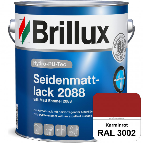 Hydro-PU-Tec Seidenmattlack 2088 (RAL 3002 Karminrot) PU-Seidenmattlack (wasserbasiert) innen