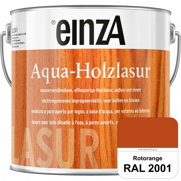 einzA Aqua-Holzlasur (RAL 2001 Rotorange) wasserverdünnbare offenporige Holzlasur für Holzbauteile