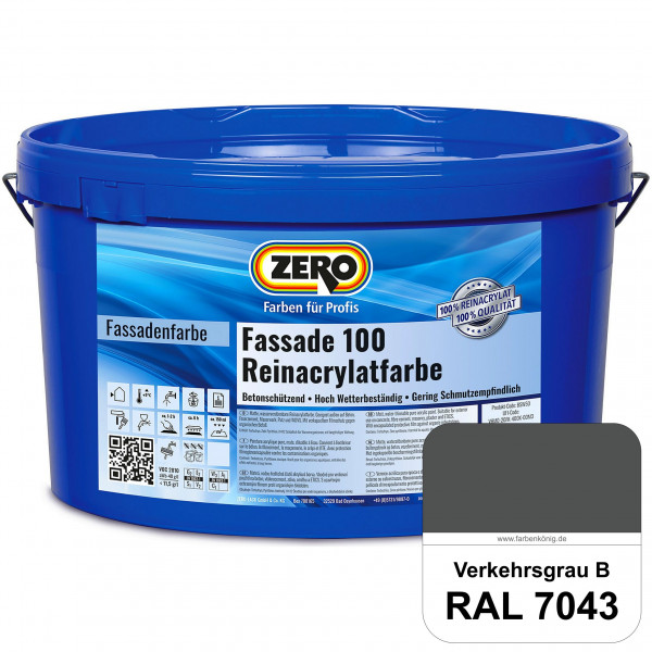 Fassade 100 Reinacrylatfarbe (RAL 7043 Verkehrsgrau B)