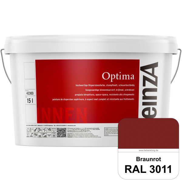 einzA Optima (RAL 3011 Braunrot) Stumpfmatte Dispersionsfarbe für hochwertige Anstriche
