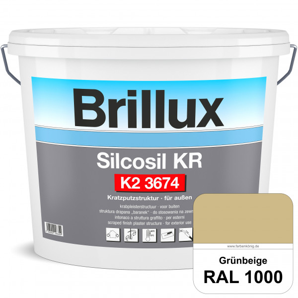 Silcosil KR K2 3674 mit Protect (RAL 1000 Grünbeige) siliconverstärkter Dekorputz, Kratzputzstruktur