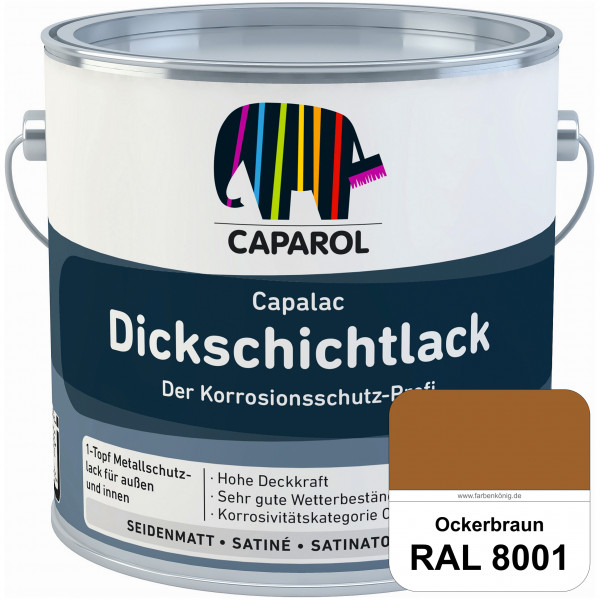 Capalac Dickschichtlack (RAL 8001 Ockerbraun) 1-Topf Metallschutzlack (löselmittelhaltig) innen & au