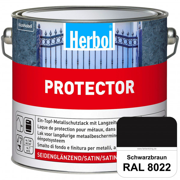 Protector (RAL 8022 Schwarzbraun) Seidenglänzende Spezialbeschichtung für Eisen- und NE-Metalle (auß