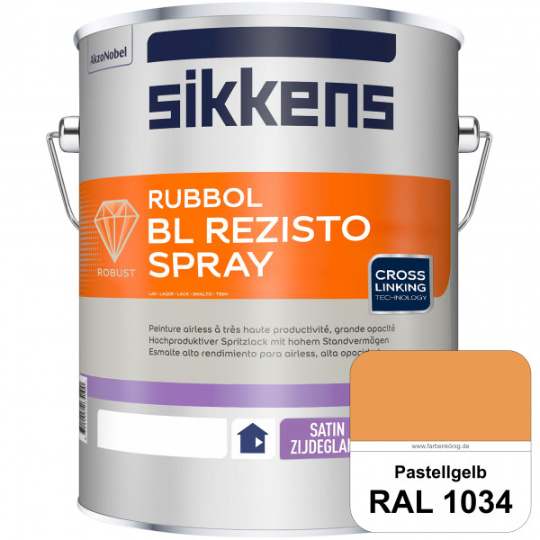 Rubbol BL Rezisto Spray (RAL 1034 Pastellgelb) Hochwertiger, strapazierfähiger Airlesslack für (inne