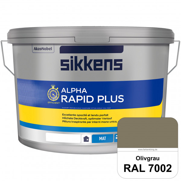 Alpha Rapid Plus (RAL 7002 Olivgrau) Hochwertige & stumpfmatte Wandfarbe für mittlere Belastungen