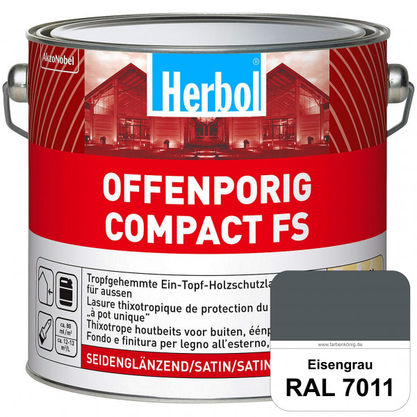 Offenporig Compact FS (RAL 7011 Eisengrau) Rationelle & thixotrope Ein-Topf-Holzlasur (außen)