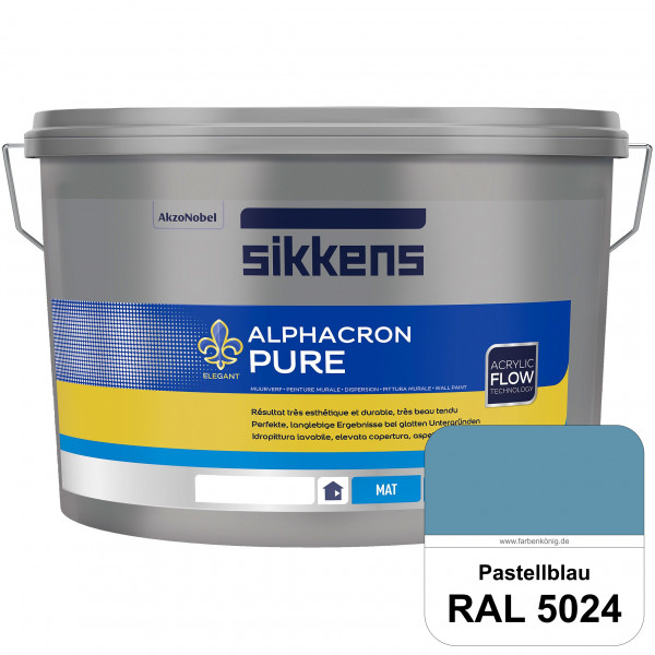 Alphacron Pure (RAL 5024 Pastellblau) Edelmatte & hochertige Premium Wandfarbe für glatte Untergründ
