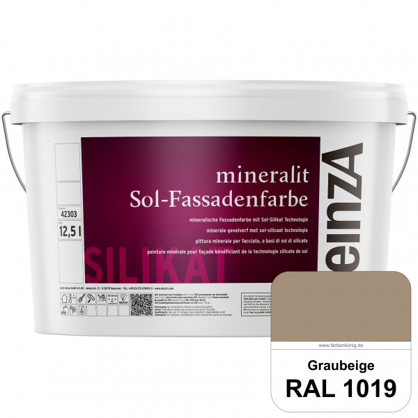 einzA mineralit Sol Fassadenfarbe (RAL 1019 Graubeige) mineralische Fassadenfarbe mit Sol-Silikat Te