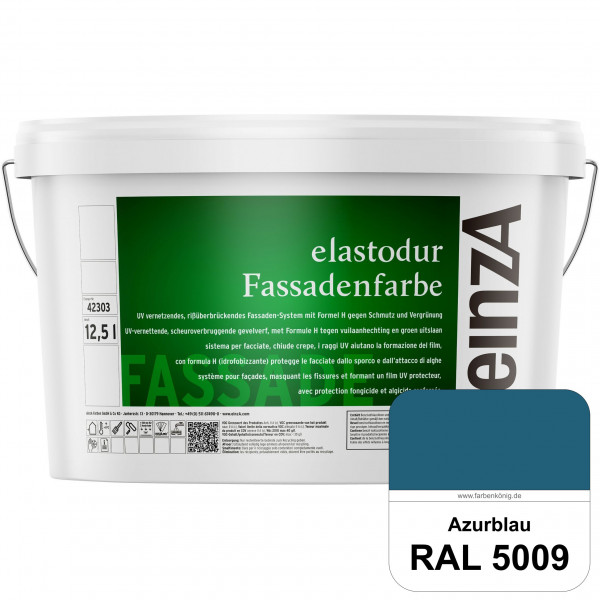einzA elastodur Fassadenfarbe (RAL 5009 Azurblau) UV-vernetzendes & rissüberbrückendes Fassadenfarbe
