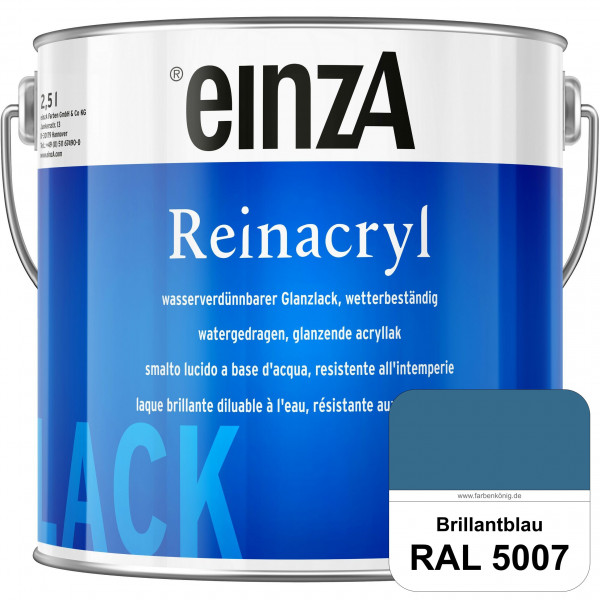 einzA Reinacryl (RAL 5007 Brillantblau) wetterbeständige glänzende Acryl-PU-Lackfarbe