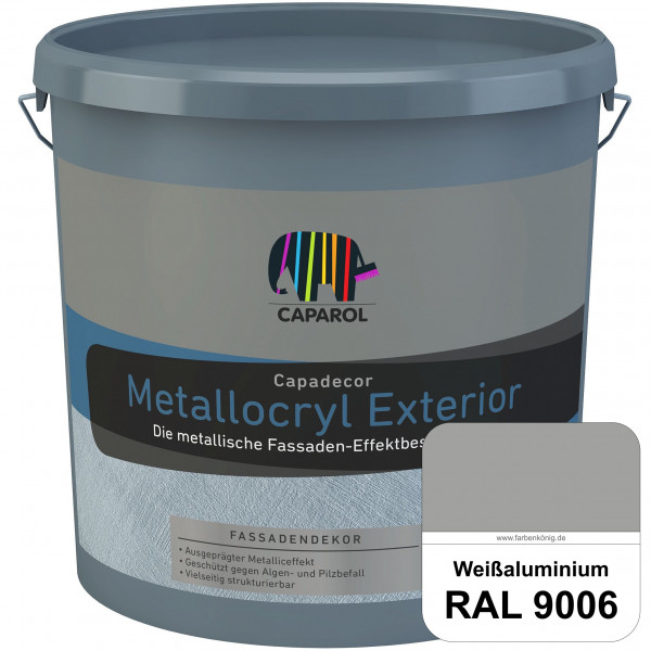 Capadecor Metallocryl Exterior (RAL 9006 Weißaluminium) Seidenglänzende Dispersionsfarbe mit metalli