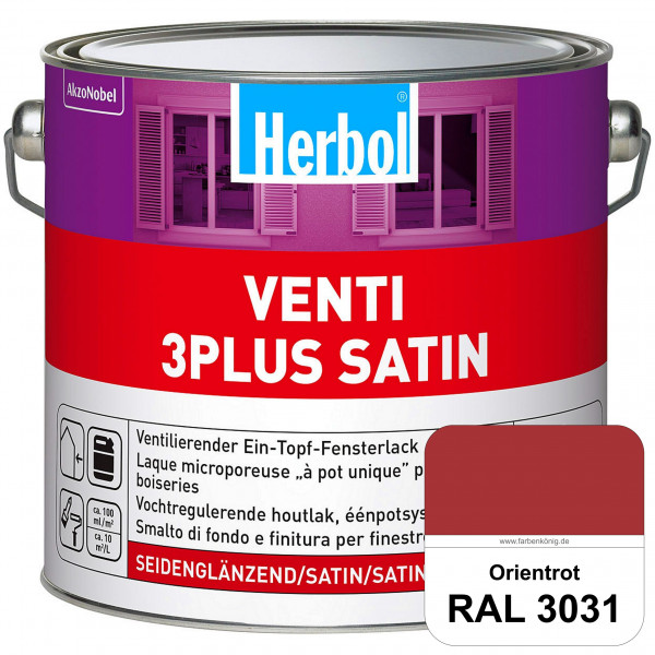 Venti 3Plus Satin (RAL 3031 Orientrot) feuchtigkeitregulierender & seidenglänzender Ein-Topf-Fenster