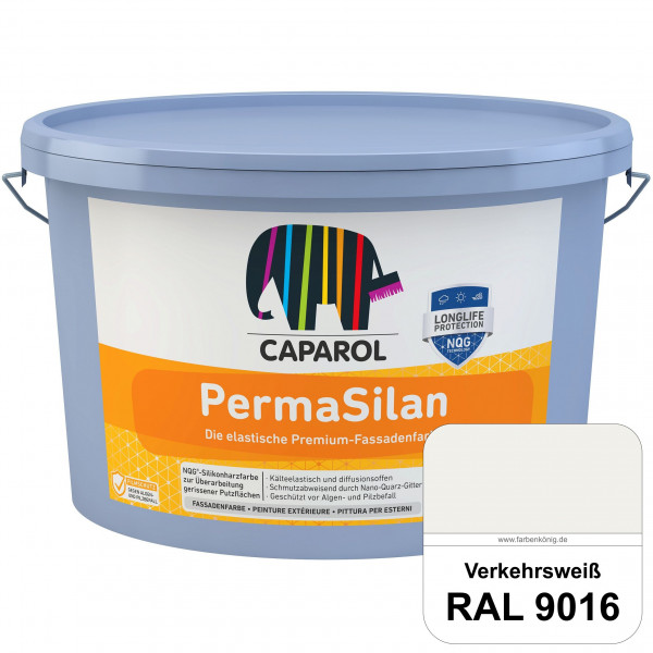 PermaSilan (RAL 9016 Verkehrsweiß) Elastische, diffusionsoffene Fassadenfarbe mit integrierter Nano-