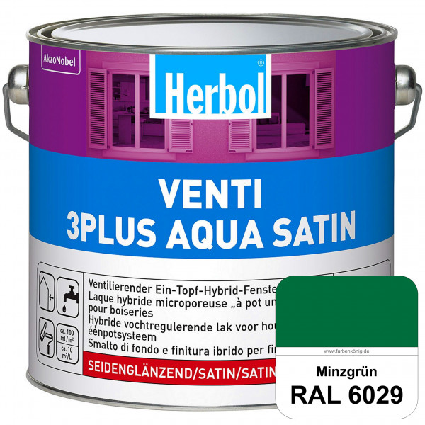 Venti 3Plus Aqua Satin (RAL 6029 Minzgrün) wasserbasierter & feuchtigkeitregulierender Ein-Topf-Fens