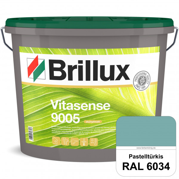 Vitasense 9005 (RAL 6034 Pastelltürkis) hoch deckende konservierungsmittelfreie und matte Innendispe