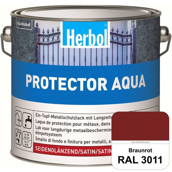Protector Aqua (RAL 3011 Braunrot) Lack für Eisen, Stahl und NE-Metalle (Innen&Außen)