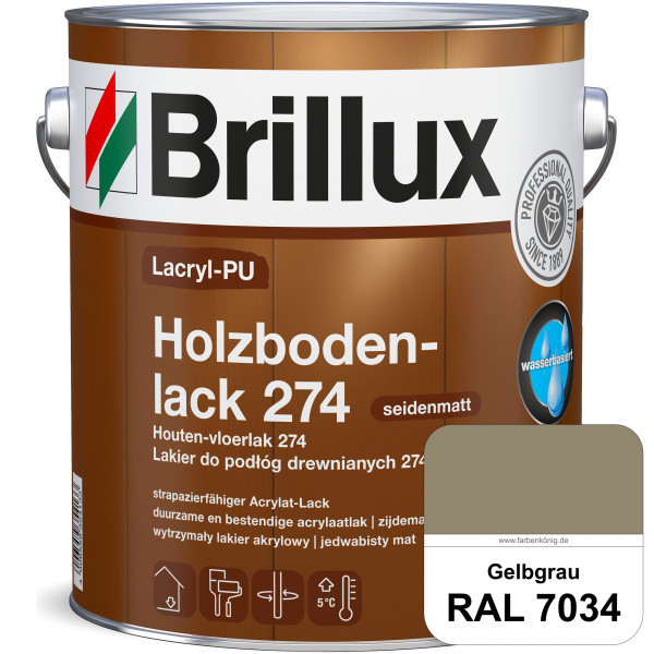 Lacryl-PU Holzbodenlack 274 (RAL 7034 Gelbgrau) hochwertige & widerstandsfähige, deckende Versiegelu