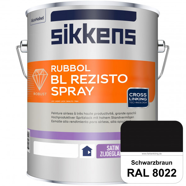 Rubbol BL Rezisto Spray (RAL 8022 Schwarzbraun) Hochwertiger, strapazierfähiger Airlesslack für (inn