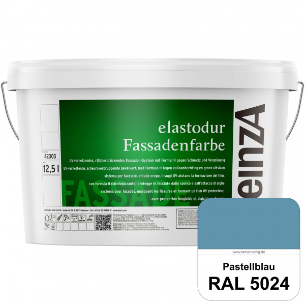 einzA elastodur Fassadenfarbe (RAL 5024 Pastellblau) UV-vernetzendes & rissüberbrückendes Fassadenfa