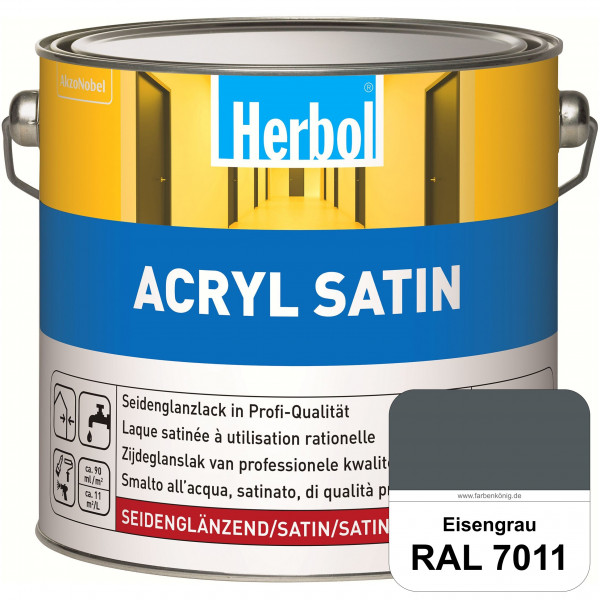 Acryl Satin (RAL 7011 Eisengrau) wasserverdünnbarer seidenglänzender Lack (Innen & Außen)