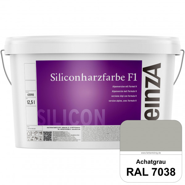 einzA Siliconharzfarbe F1 (RAL 7038 Achatgrau) Universal Siliconharz-Fassadenfarbe, kalkmatt, wetter