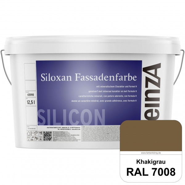 einzA Siloxan Fassadenfarbe (RAL 7008 Khakigrau) Siliconvergütete Fassadenfarbe
