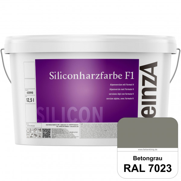 einzA Siliconharzfarbe F1 (RAL 7023 Betongrau) Universal Siliconharz-Fassadenfarbe, kalkmatt, wetter