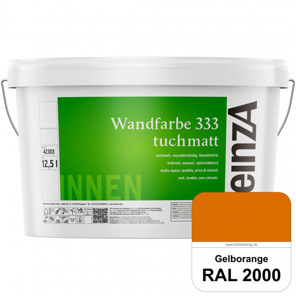 einzA Wandfarbe 333 tuchmatt (RAL 2000 Gelborange) Hochdeckende, waschbeständige Wandfarbe