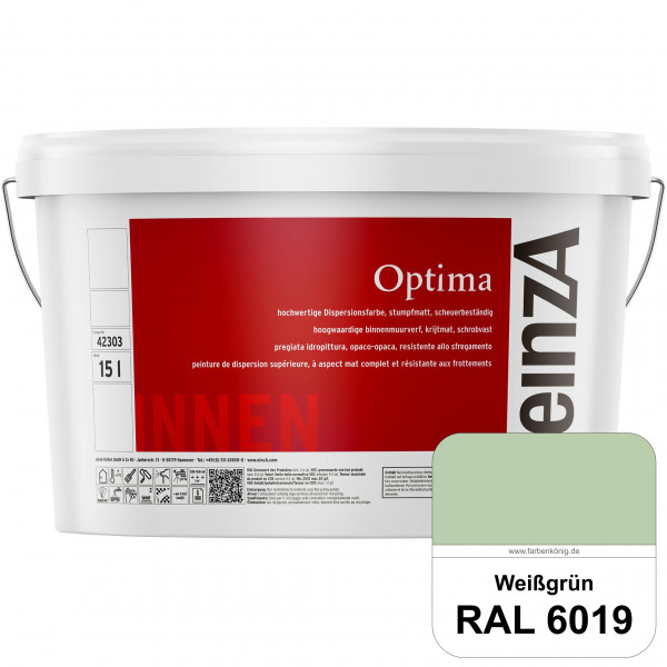 einzA Optima (RAL 6019 Weißgrün) Stumpfmatte Dispersionsfarbe für hochwertige Anstriche