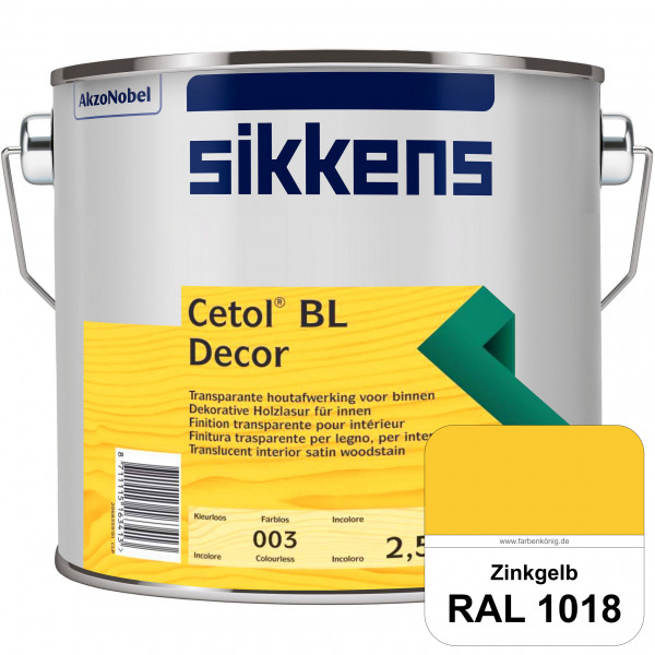 Cetol BL Decor (RAL 1018 Zinkgelb) wasserbasierte & seidenglänzende Dünnschichtlasur für innen
