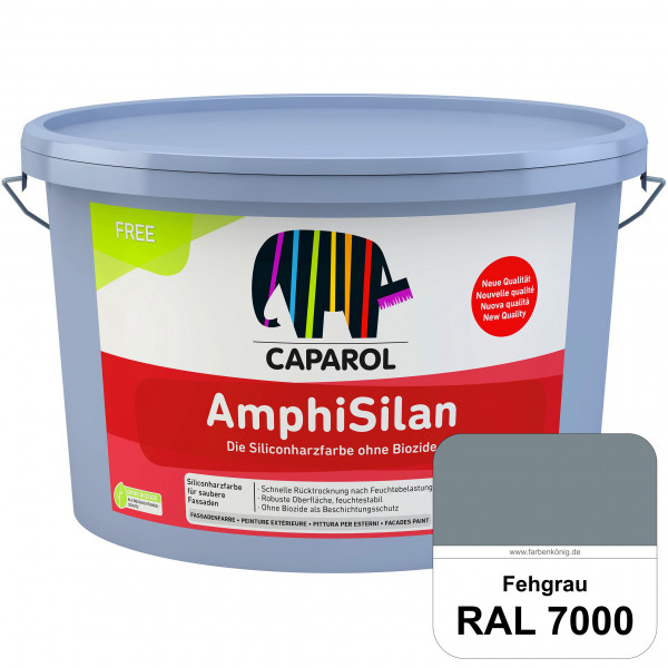 AmphiSilan FREE (RAL 7000 Fehgrau) Mineralmatte Fassadenfarbe in spezieller Siliconharz-Bindemittelk