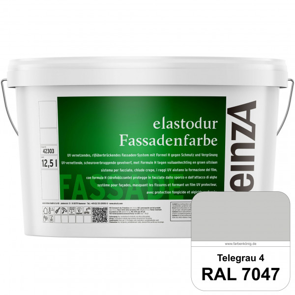 einzA elastodur Fassadenfarbe (RAL 7047 Telegrau 4) UV-vernetzendes & rissüberbrückendes Fassadenfar