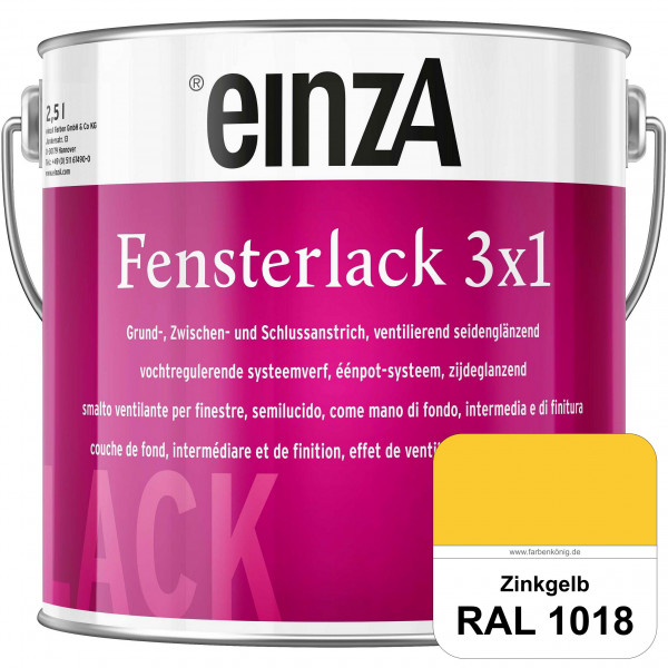 einzA Fensterlack 3 x 1 (RAL 1018 Zinkgelb) wetterbeständiger & seidenglänzender Fensterlack