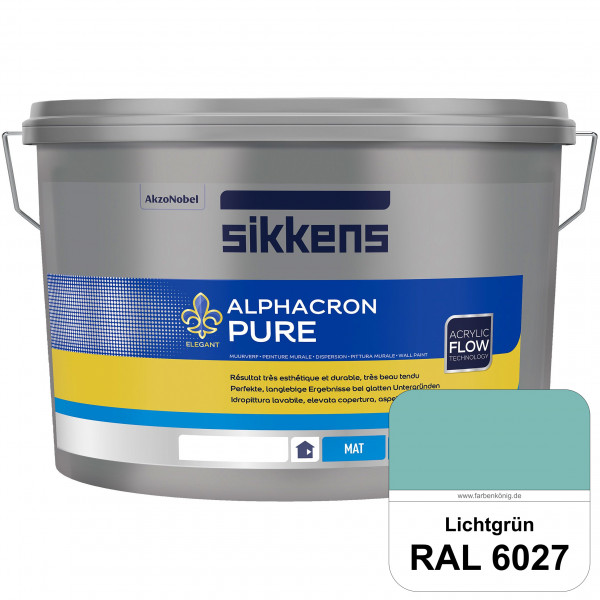 Alphacron Pure (RAL 6027 Lichtgrün) Edelmatte & hochertige Premium Wandfarbe für glatte Untergründe.