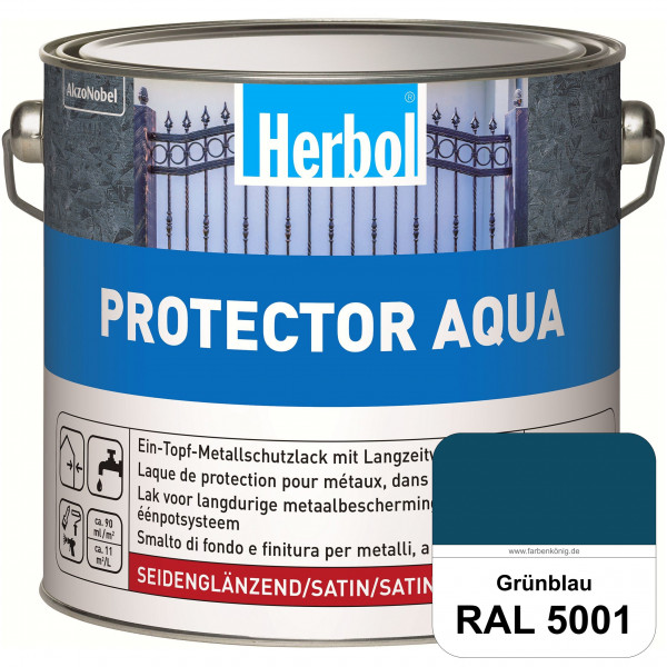 Protector Aqua (RAL 5001 Grünblau) Lack für Eisen, Stahl und NE-Metalle (Innen&Außen)