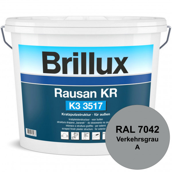 Rausan KR K3 3517 mit Protect (RAL 7042 Verkehrsgrau A) Organisch gebundener Kratzputz für wetterbes