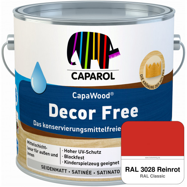CapaWood® Decor Free (RAL 3028 Reinrot) - ersetzt Capadur DecorLasur KF